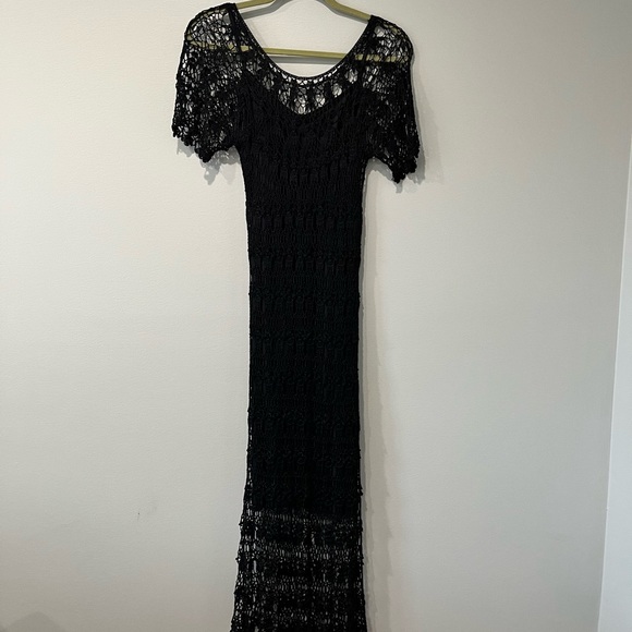 Black Lace Dress w/ Attached Slip, Size XS - Picture 1 of 5